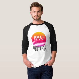 Vintage 1995 Neon Retro-Streifen Sonnen 30. Geburt T-Shirt