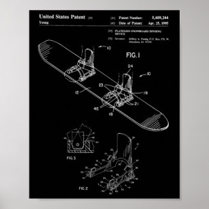 Vintage 1995 Snowboard Patentdruck  Poster