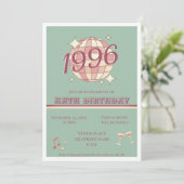 Vintage 1996 30. Geburtstag hellblau Einladung (Stehend Vorderseite)