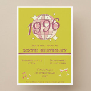 Vintage 1996 30. Geburtstag Türkisblaue Einladung