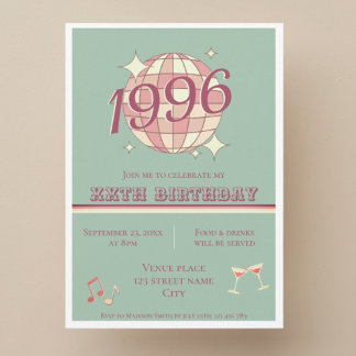 Vintage 1996 30th birthday teal blue ret Invitatio Einladung