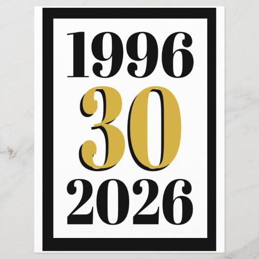 Vintage 1996 Milestone 30. Geburtstag Flyer (Vorne)