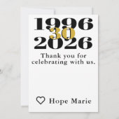 Vintage 1996 Milestone 30th Birthday   Dankeskarte (Rückseite)