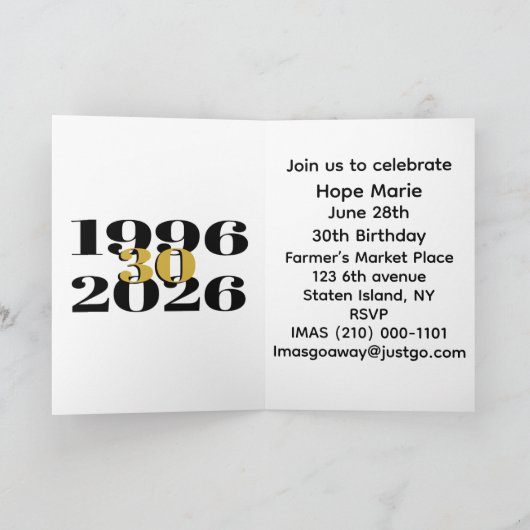 Vintage 1996 Milestone 30th Birthday   Einladung (Innenseite)