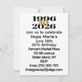 Vintage 1996 Milestone 30th Birthday Einladung (Rückseite)