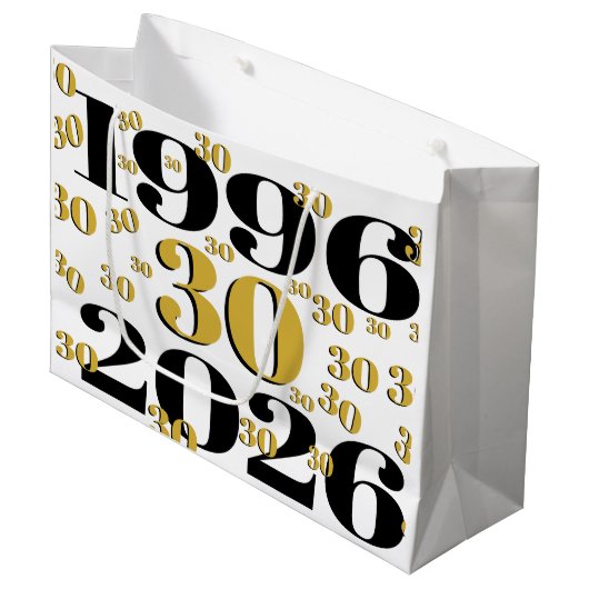 Vintage 1996 Milestone 30th Birthday Große Geschenktüte (Vorderseite Schrägansicht)