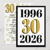 Vintage 1996 Milestone 30th Birthday   Menükarte (Vorne/Hinten)