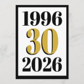 Vintage 1996 Milestone 30th Birthday   Menükarte (Vorderseite)