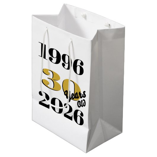 Vintage 1996 Milestone 30th Birthday Mittlere Geschenktüte (Vorderseite Schrägansicht)