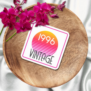 Vintage 1996 Neon Retro-Streifen-Sonne 30. Geburts Rechteckiger Pappuntersetzer