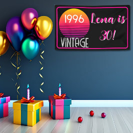 Vintage 1996 Neon Retro Stripe Sun 30th Birthday Banner