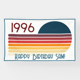 Vintage 1996 Retro Stripe Sun 30th Birthday Banner