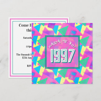Vintage 1997 Retro Memphis Stil 30. Geburtstag Einladung