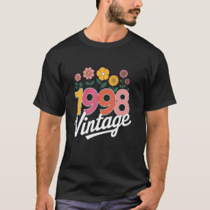 Vintage 1998 Retro Geboren Blumen Geburtstag Tocht T-Shirt