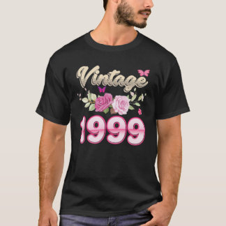 Vintage 1999 Flower Rose 23 Years Old 23Rd Birthda T-Shirt