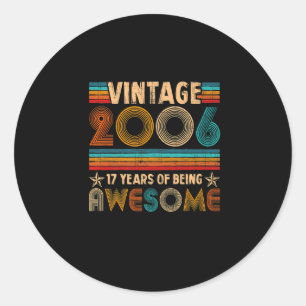 Vintage 2006 17. Geburtstagsgeschenk Jungen Mädche Runder Aufkleber