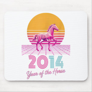 Vintage 2014 Jahr des Pferdes Glück Mädchen Mondka Mousepad