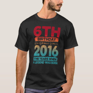 Vintage 2016 2016 6 Years Old 6th Birthday T-Shirt
