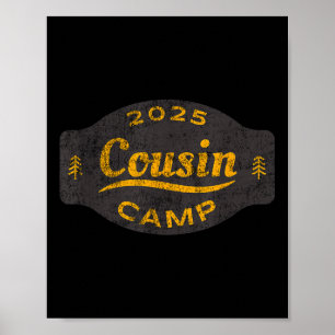 Vintage 2025 Cousin Camp Logo - Lustiger Sommer Fa Poster