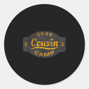 Vintage 2025 Cousin Camp Logo - Lustiger Sommer Fa Runder Aufkleber