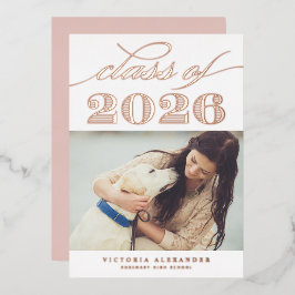 Vintage 2025 Foto Abschluss Rose Gold Folieneinladung