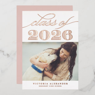 Vintage 2025 Foto Abschluss Rose Gold Folieneinladung