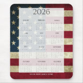 Vintage 2026 USA Flag Mini Calendar Mousepad (Vorne)