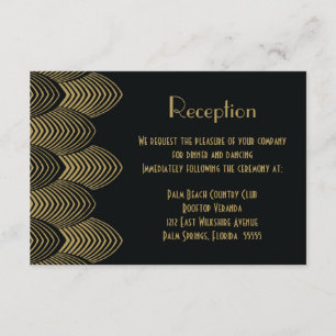 Vintage 20er Art Deco geschwungene Hochzeitsfeier Begleitkarte