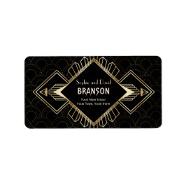 Vintage 20er Gold Black Great Gatsby Wedding Adressaufkleber