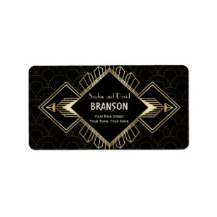 Vintage 20er Gold Black Great Gatsby Wedding Adressaufkleber