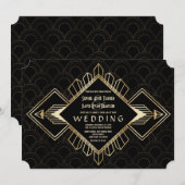 Vintage 20er Gold Black Great Gatsby Wedding Einladung (Vorne/Hinten)
