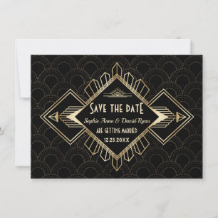Vintage 20er Gold Schwarze Great Gatsby Hochzeit Save The Date