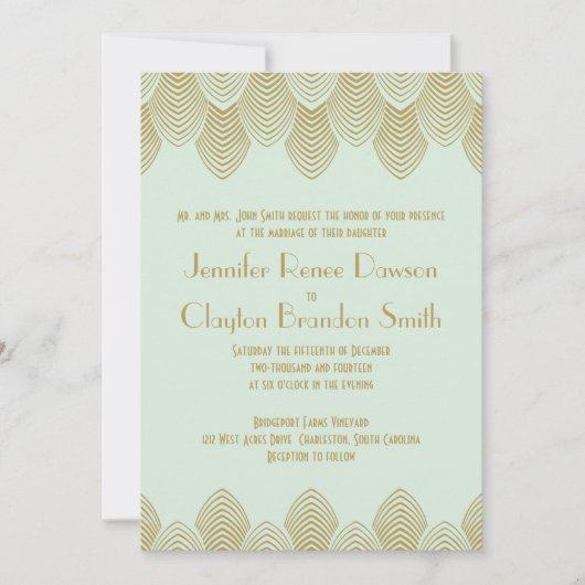 Vintage 20er Jahre Art-Déco-Hochzeit Einladung (Vorderseite)