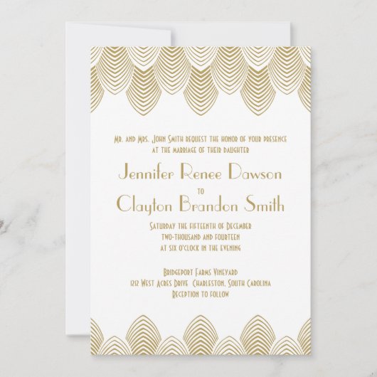 Vintage 20er Jahre Art Déco Scallop Einladung (Vorderseite)