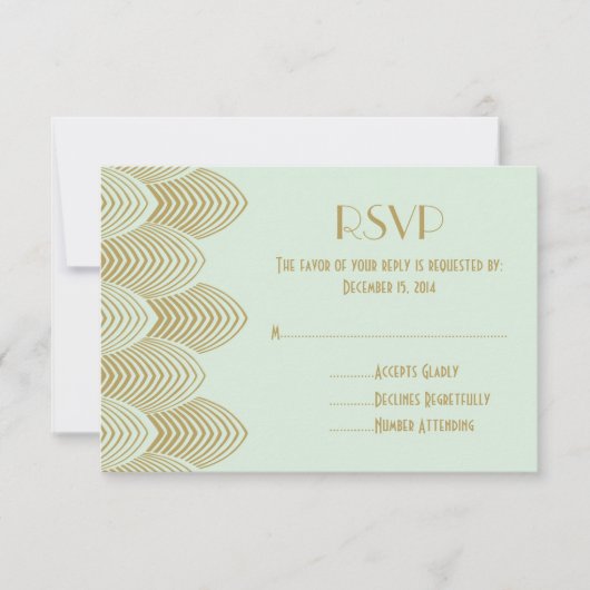 Vintage 20er Jahre Art Deco Scalloped Wedding RSVP (Vorderseite)