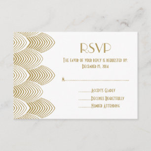 Vintage 20er Jahre Art Deco Scalloped Wedding RSVP Karte