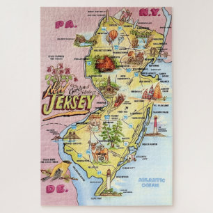 Vintage 20x30 New Jersy Karte  Puzzle