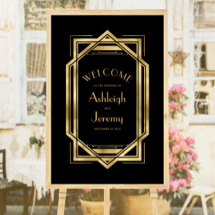 Vintage 24-x36-Schwarze-Gold-Hochzeit im Deko der 