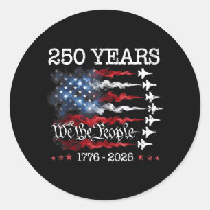 Vintage 250 Jahre 1776-2026 Flagge USA Kampfjets Runder Aufkleber