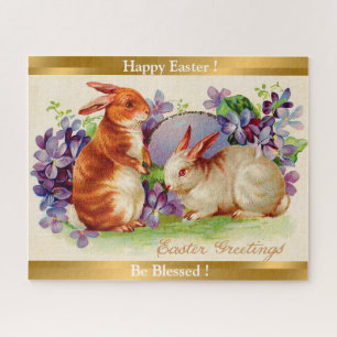 Vintage 2 Hasen Ostern Feiertag Puzzle