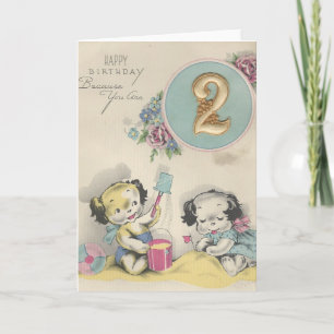 Vintage "2 Jahre alt" Alles Gute zum Geburtstag Karte