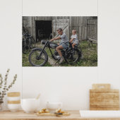 Vintage 2 Jungs auf einem Motorrad Poster (Küche)