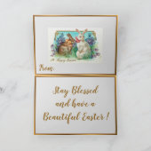 Vintage 2 Kaninchen Ostereier Feiertagskarte (Innenseite)