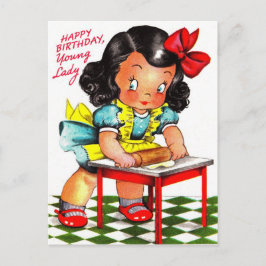 Vintage 30er-Jahre Happy Birthday Young Lady Postkarte