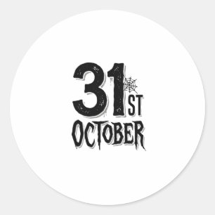 Vintage 31. Oktober Halloween-Schrifttyp-Design_1 Runder Aufkleber