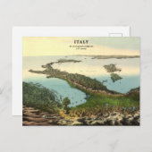 Vintage 3D Karte Italiens (19. Jahrhundert) Postka (Vorne/Hinten)