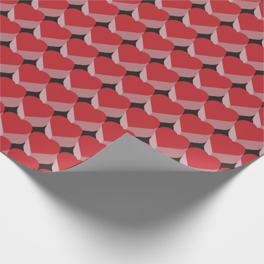 Vintage 3D Red Heart Pattern Geschenkpapier (Ecke)