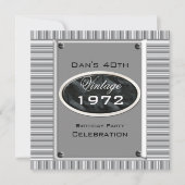 Vintage 40. Silver Look Image Birthday Party Einladung (Vorderseite)