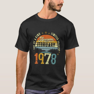 Vintage 44Th Birthday Awesome Since February 1978 T-Shirt