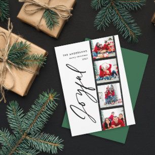 Vintage-4-Foto-Collage-Typografie grüne Weihnachte